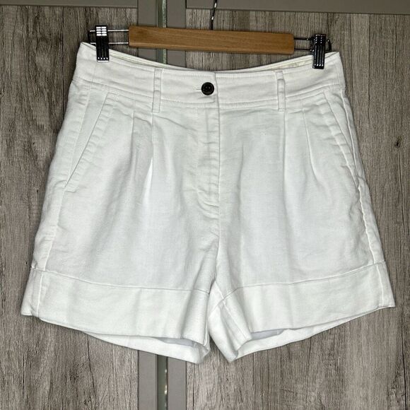 J Crew Shorts Size 2 Line Blend Cuffed White Color High Rise Lined Pockets - Picture 1 of 8